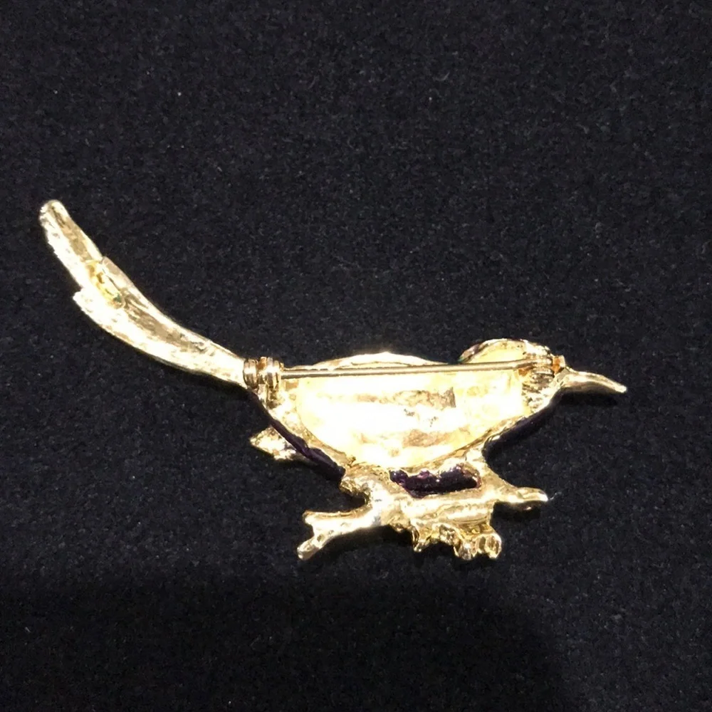 Vintage Purple/Green Enamel Hummingbird Brooch